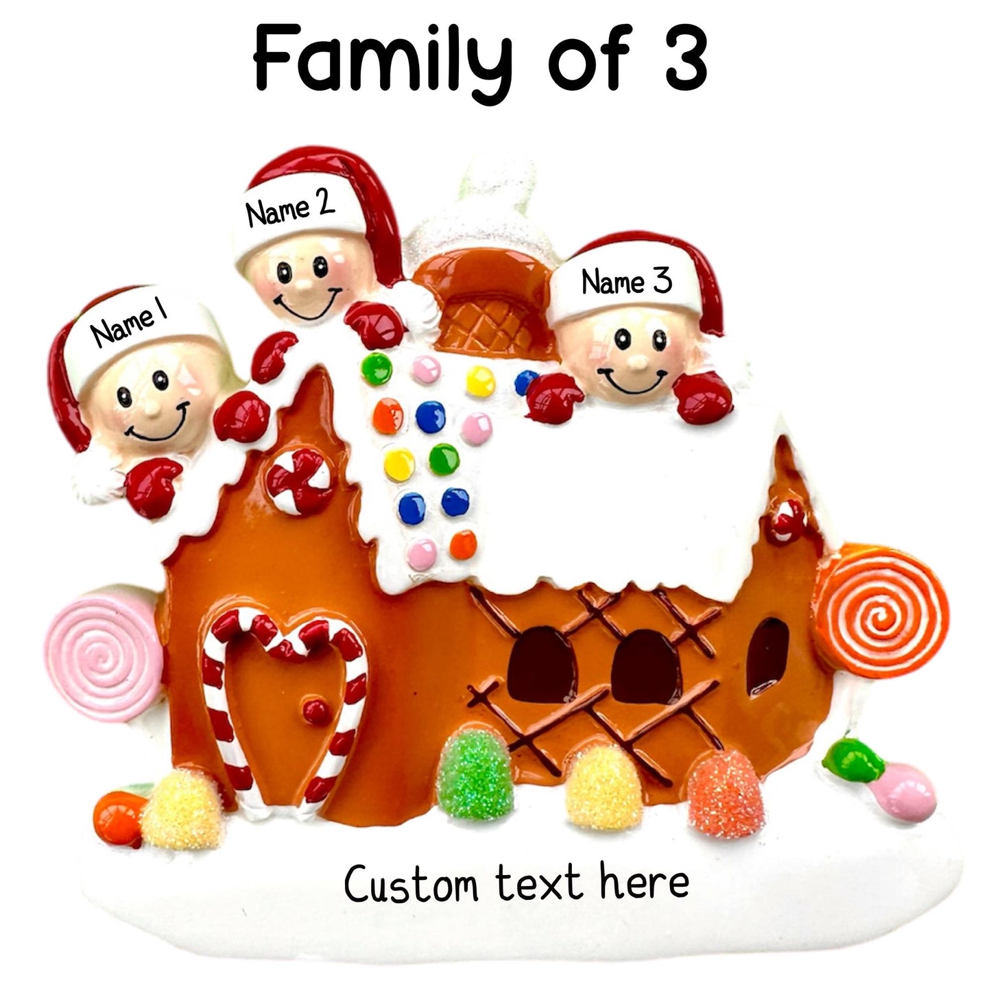 Personalised Peeking Gingerbread Family of 2 3 4 5 6 Christmas Family Ornament