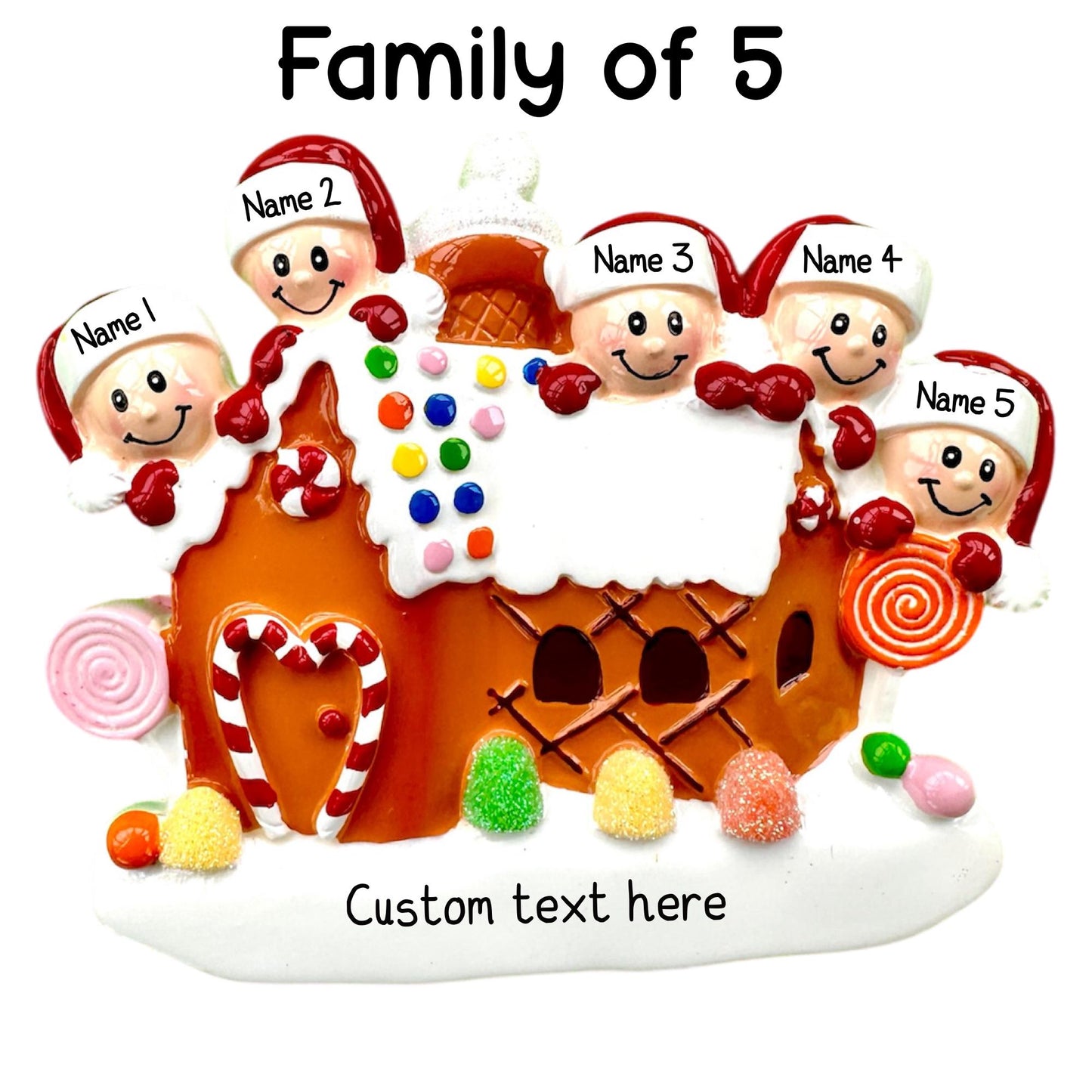 Personalised Peeking Gingerbread Family of 2 3 4 5 6 Christmas Family Ornament