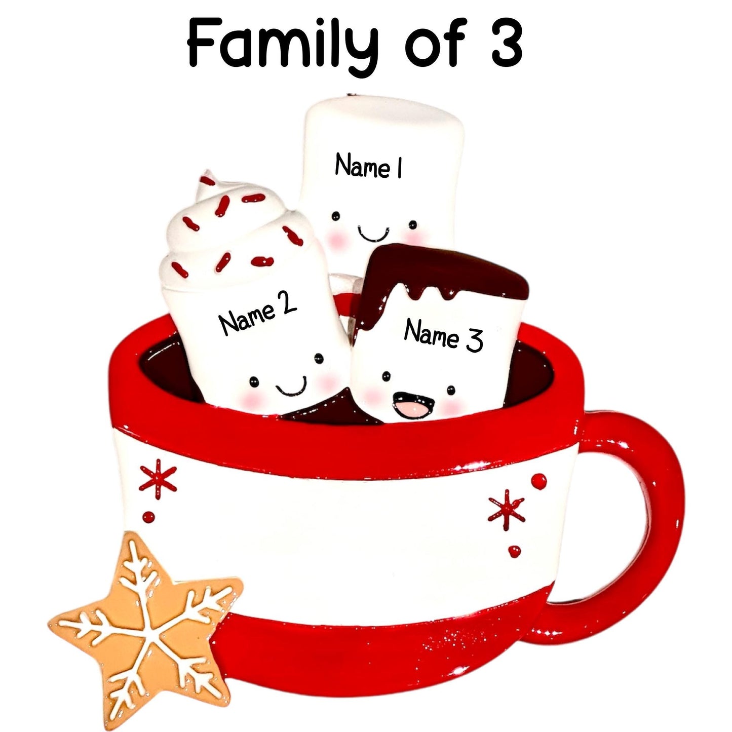 Personalised Marshmallow Family of 2 3 4 5 6 Xmas Family Ornament