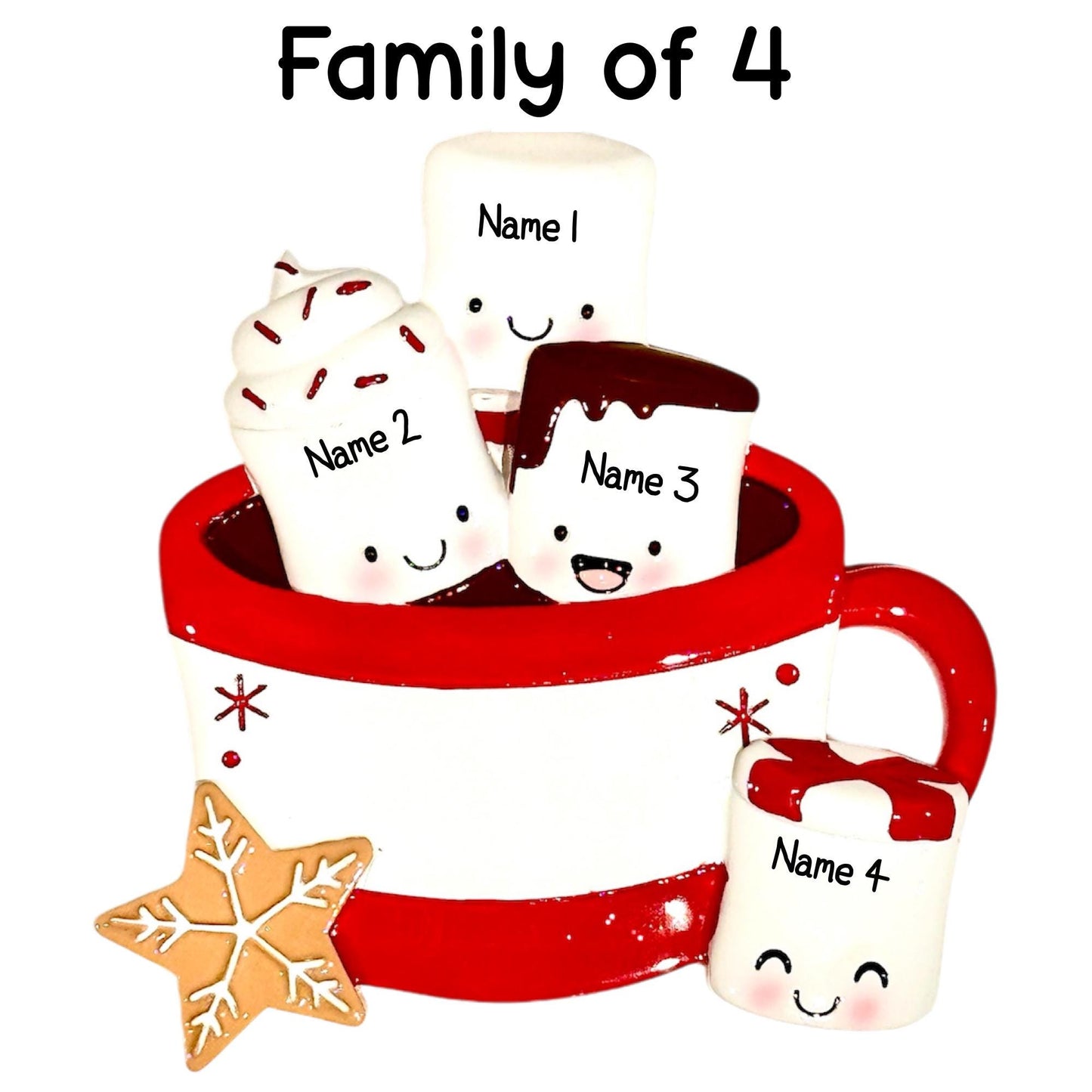 Personalised Marshmallow Family of 2 3 4 5 6 Xmas Family Ornament