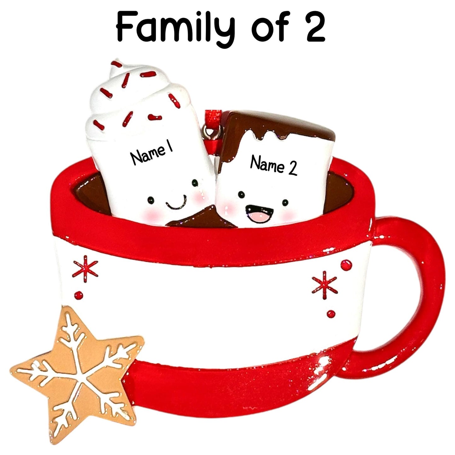 Personalised Marshmallow Family of 2 3 4 5 6 Xmas Family Ornament