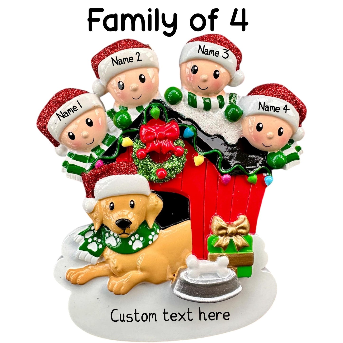 Personalised Dog Kennel Family of 2 3 4 5 6 Christmas Family Ornament