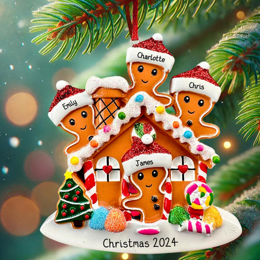 Personalised Gingerbread House Family of 2 3 4 5 Christmas Family Ornament