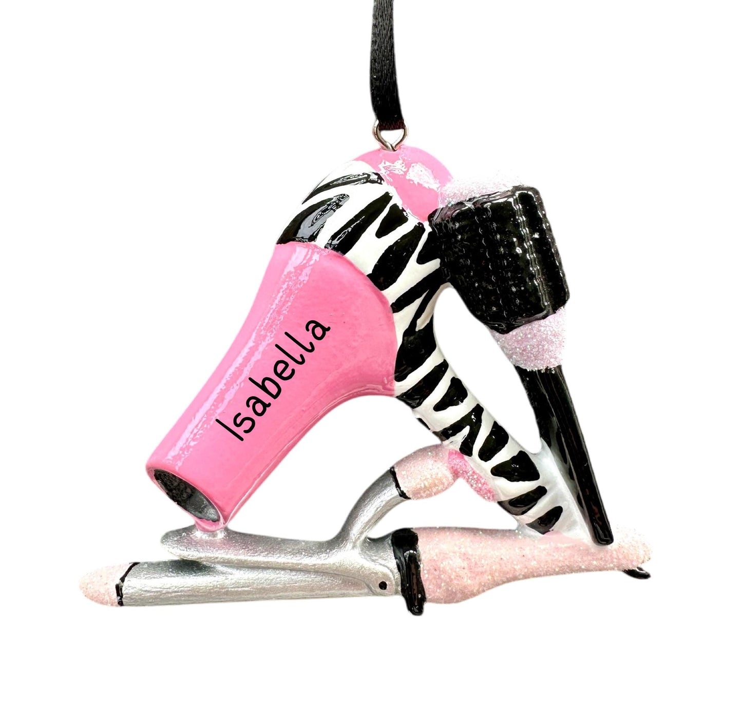 Personalised Hairdresser Pink Zebra Hair Stylist Ornament