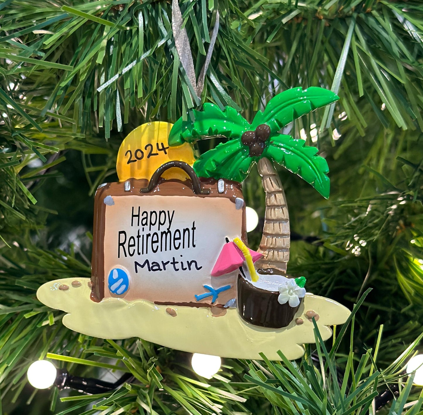 Happy Retirement Island Tree Ornament